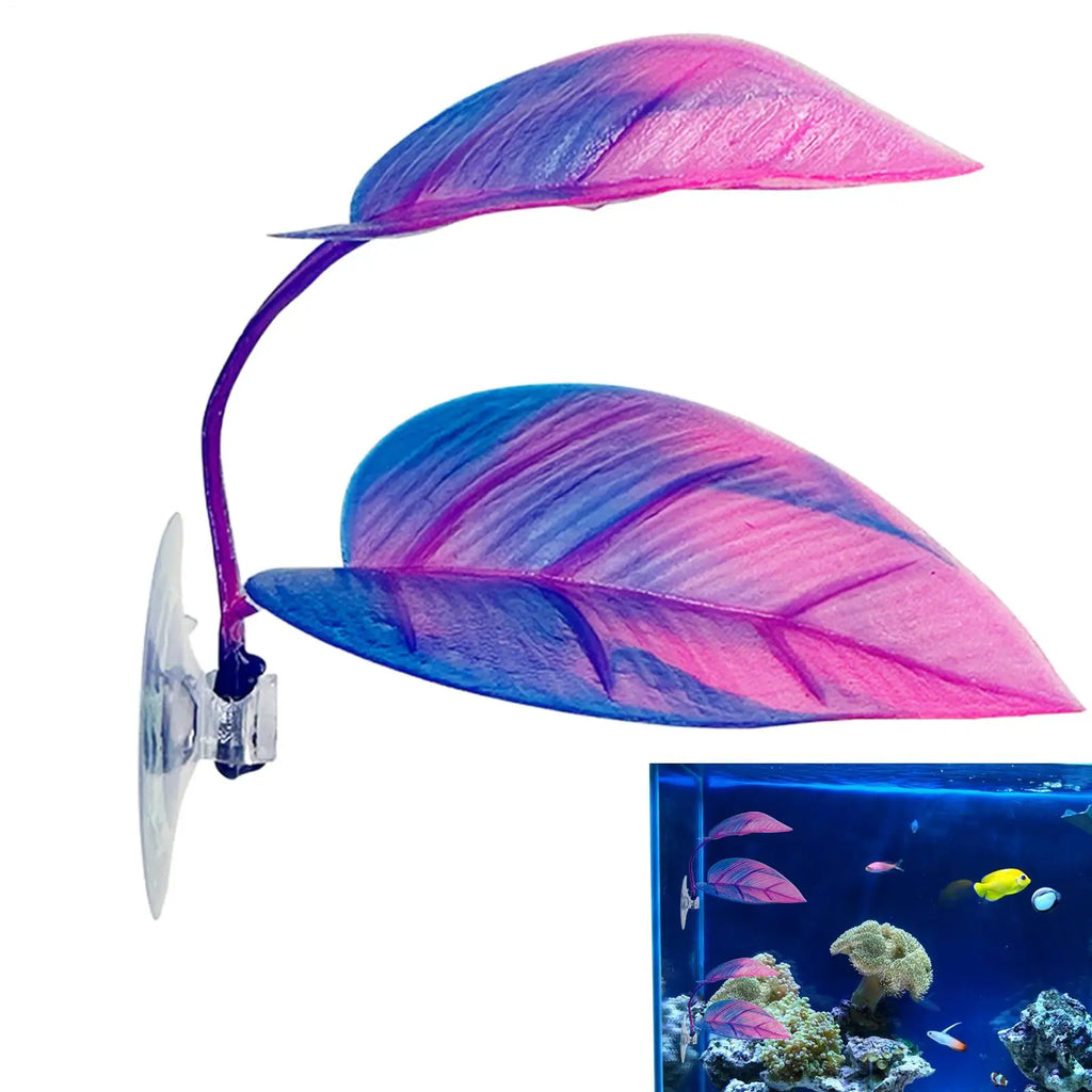 Aquarium bucket fish leaf with suction cup simulation water grass decoration leaves artificial lightweight fish leaf hammock Qme