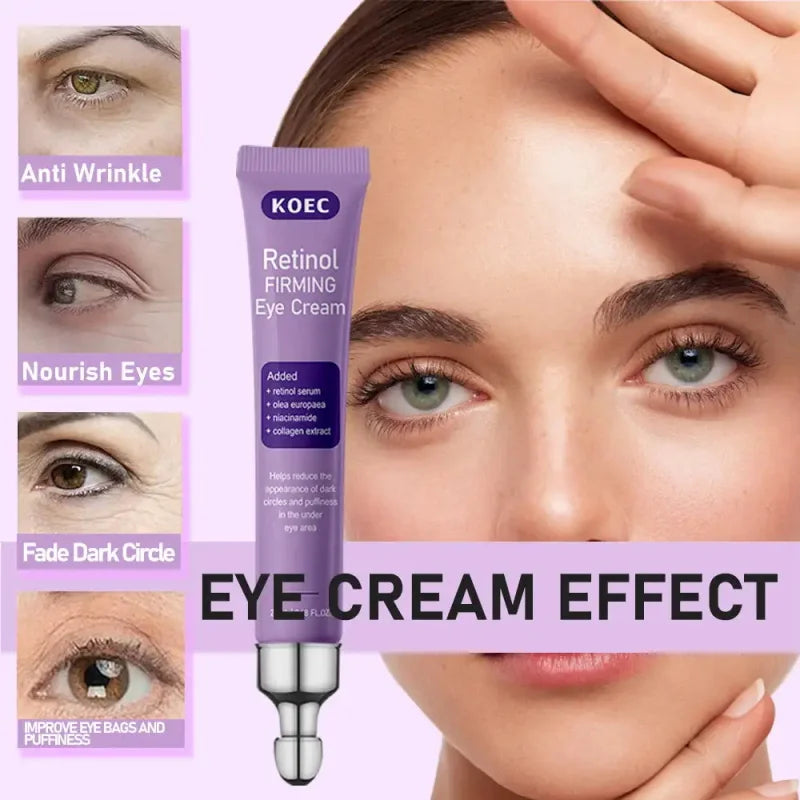 Retinol Firming Eye Cream Reduce Wrinkle Nourishing Faded Dark Circles Improve Eye Bags Puffiness Collagen Niacinamide Cream ﻿ Qme