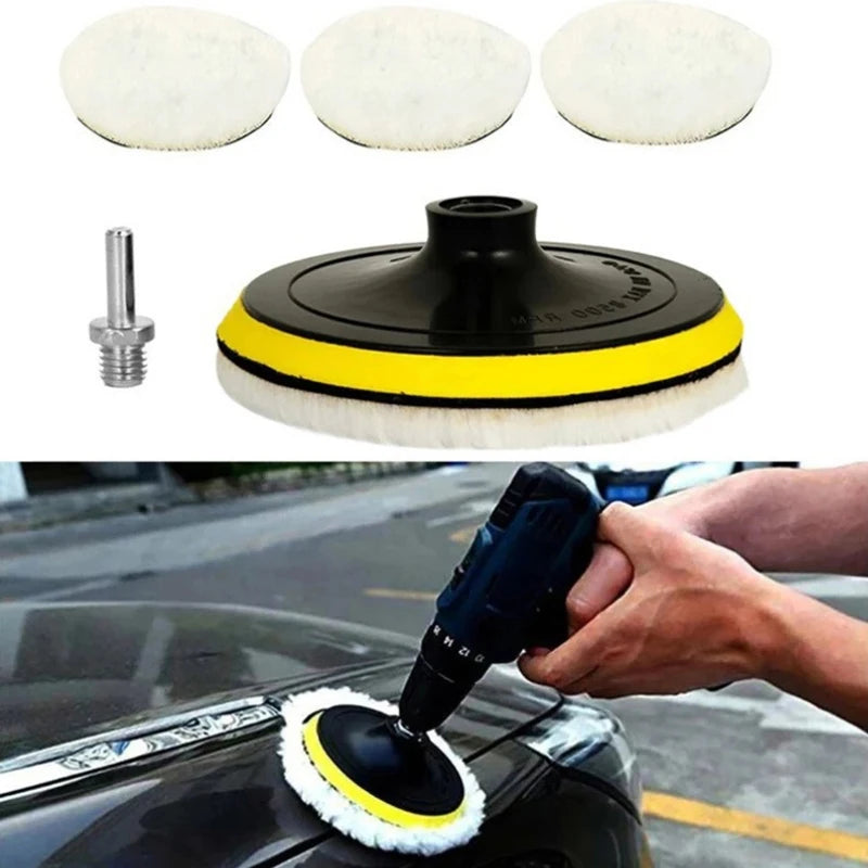 3 4 Polishing Car Pad Waxing Sponge Disk Wool Wheel Auto Paint Care Qme