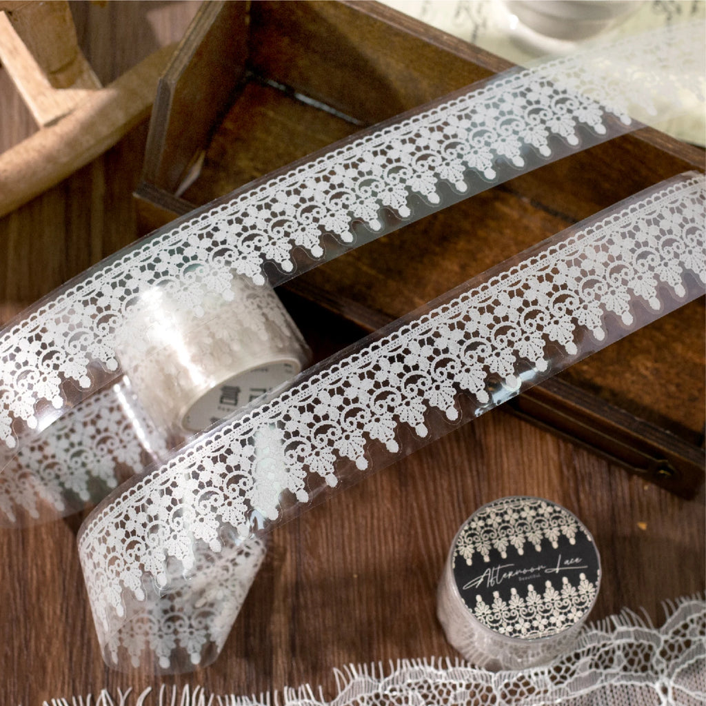 1Roll Romantic Lace Theme PET Tape for Background Decoration DIY Scrapbooking Collage Material Phone Case Notebook Qme