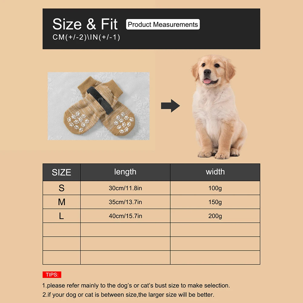 4PCS Pet Shoes, Dog's Foot Covers, Adjustable Indoor And Outdoor Non-Slip Socks For Pets. Qme