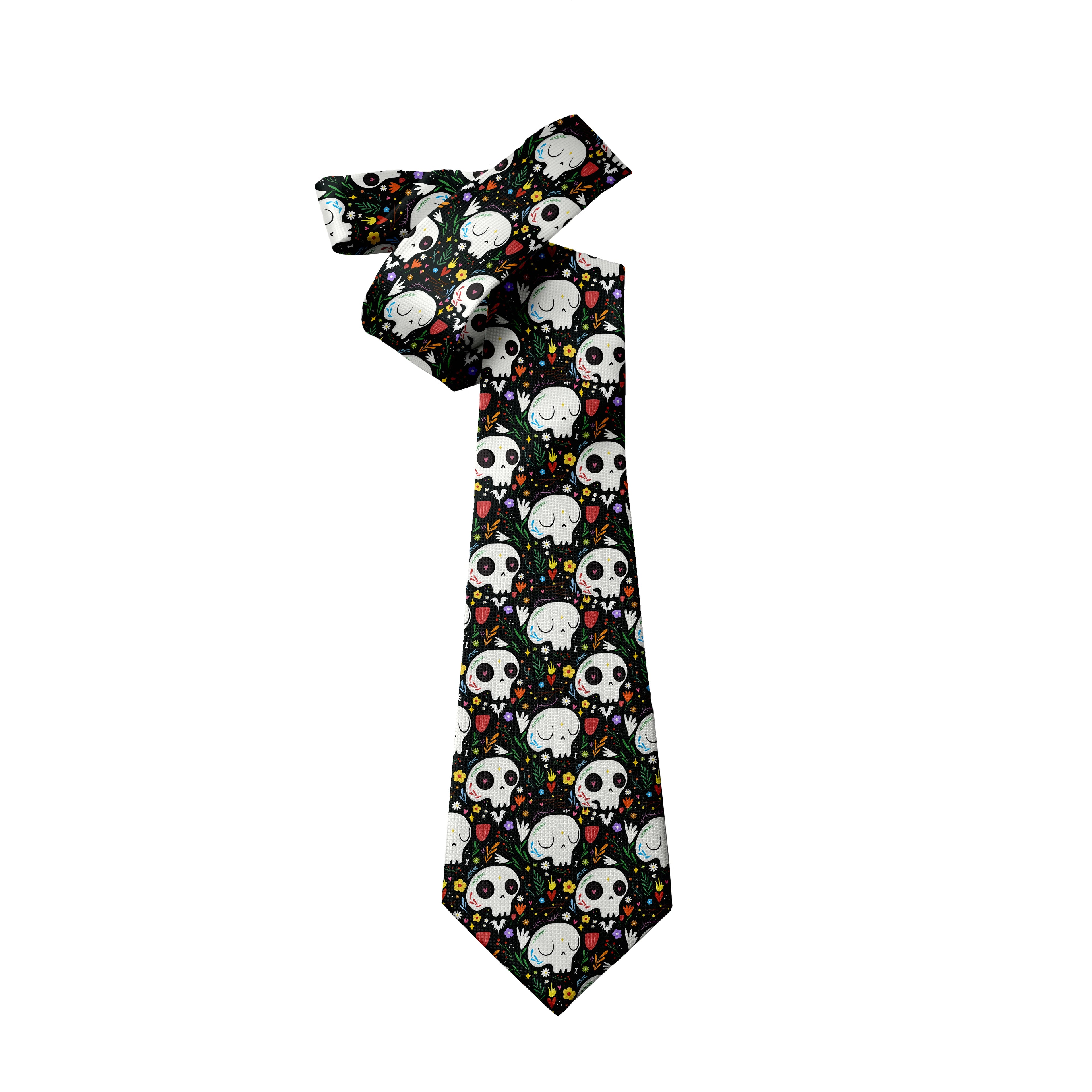 Skeleton Parts Creative Novelty Tie Fashion Funny Cartoon Skull Print Qme