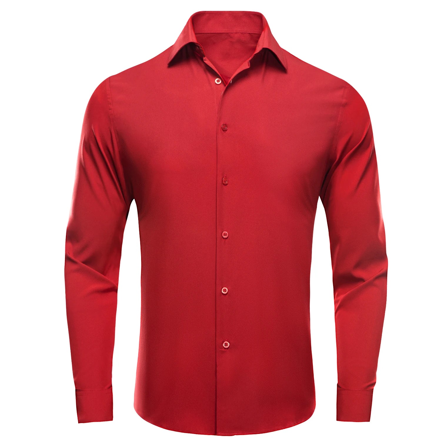 Hi-tie Plain Solid Silk Men's Shirts Long Sleeve Lapel Dress Suit Qme CY-1656 XL