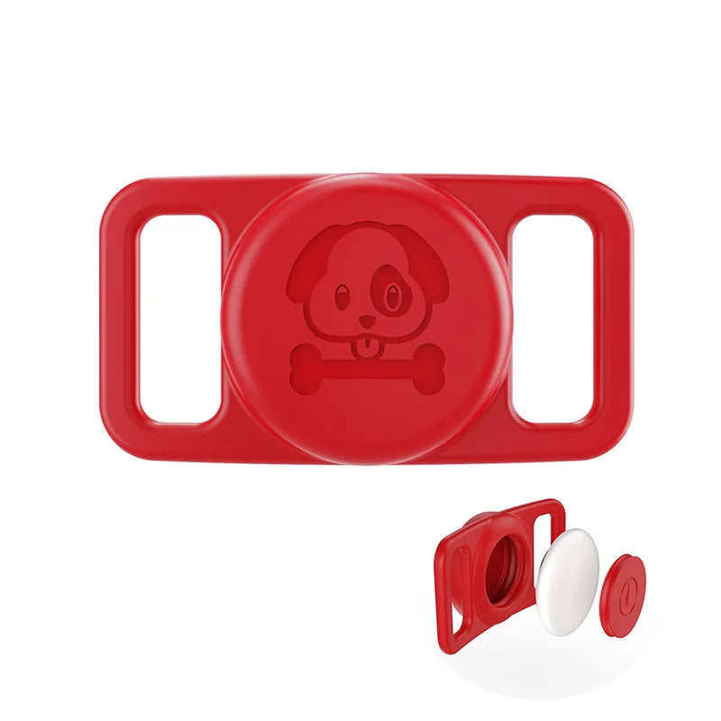 Waterproof case For Airtag Dog Collar Holder Case Lightweight Stretchable Tracker Cover Silicone Protector Protective Accessory Qme Red