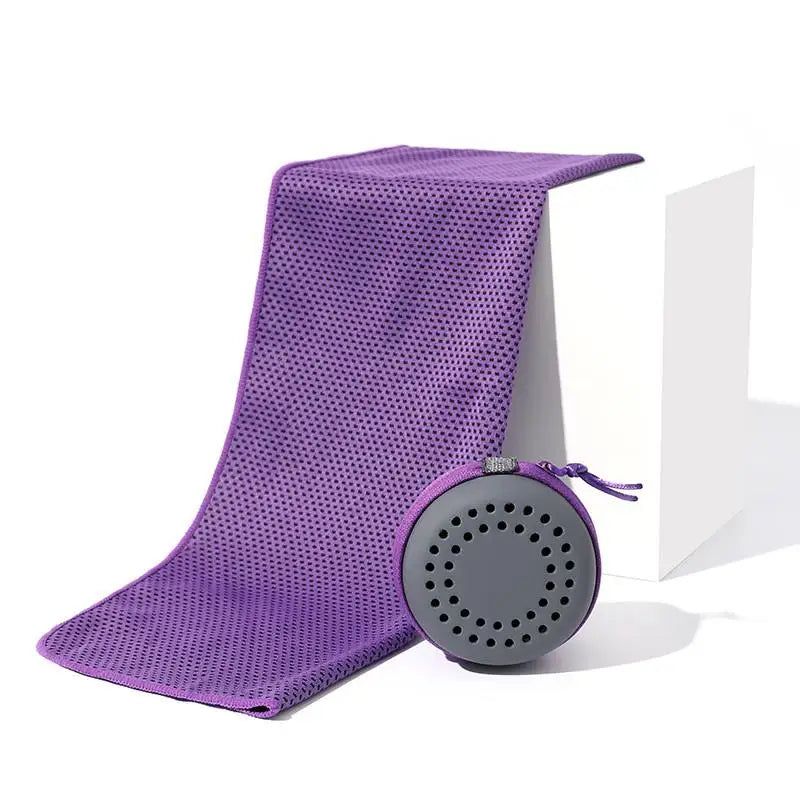 Cooling Towel Neck Wraps Storage Box Chilly Pads Quick Dry Portable Qme Purple