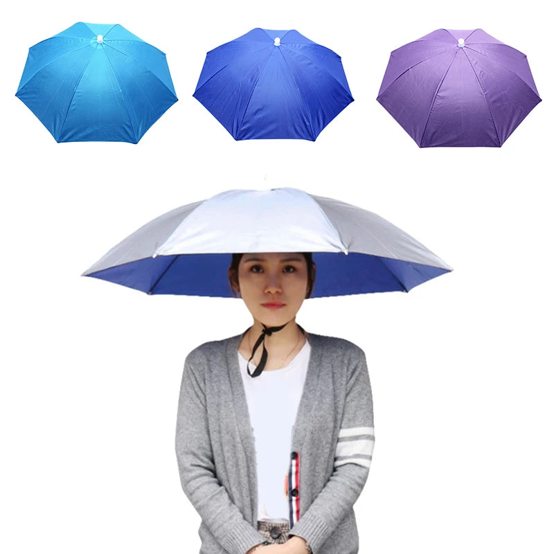 Anti-rain Headwear Brolly Cap Head Umbrella Elastic Band Waterproof Qme