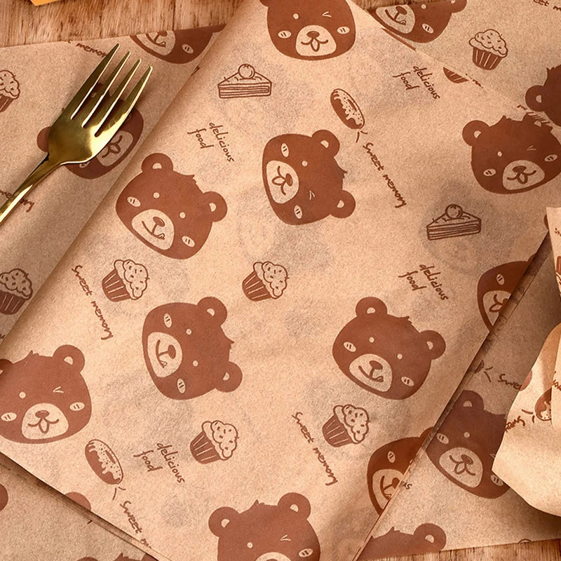 100PC Sandwich Packaging Paper Food Grade Without BisphenolA Oil Resistant Paper Bread Sandwich Fries Oilpaper Baking Tools Qme