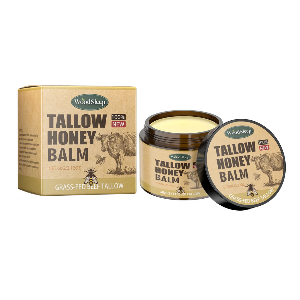 Beef Tallow Honey Balm Moisturizing Hydrating Face Cream Body Lotion Fades Fine Lines Tighten Soothen Brightening Facial Skin Qme 60g Boxed