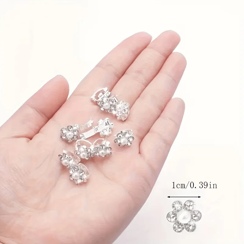 10pcsExquisite Precious Flower Mini Clip Set, Sweet Hair Accessories, Daily Versatile Broken Hair Clips, Bridal Hair Accessories Qme