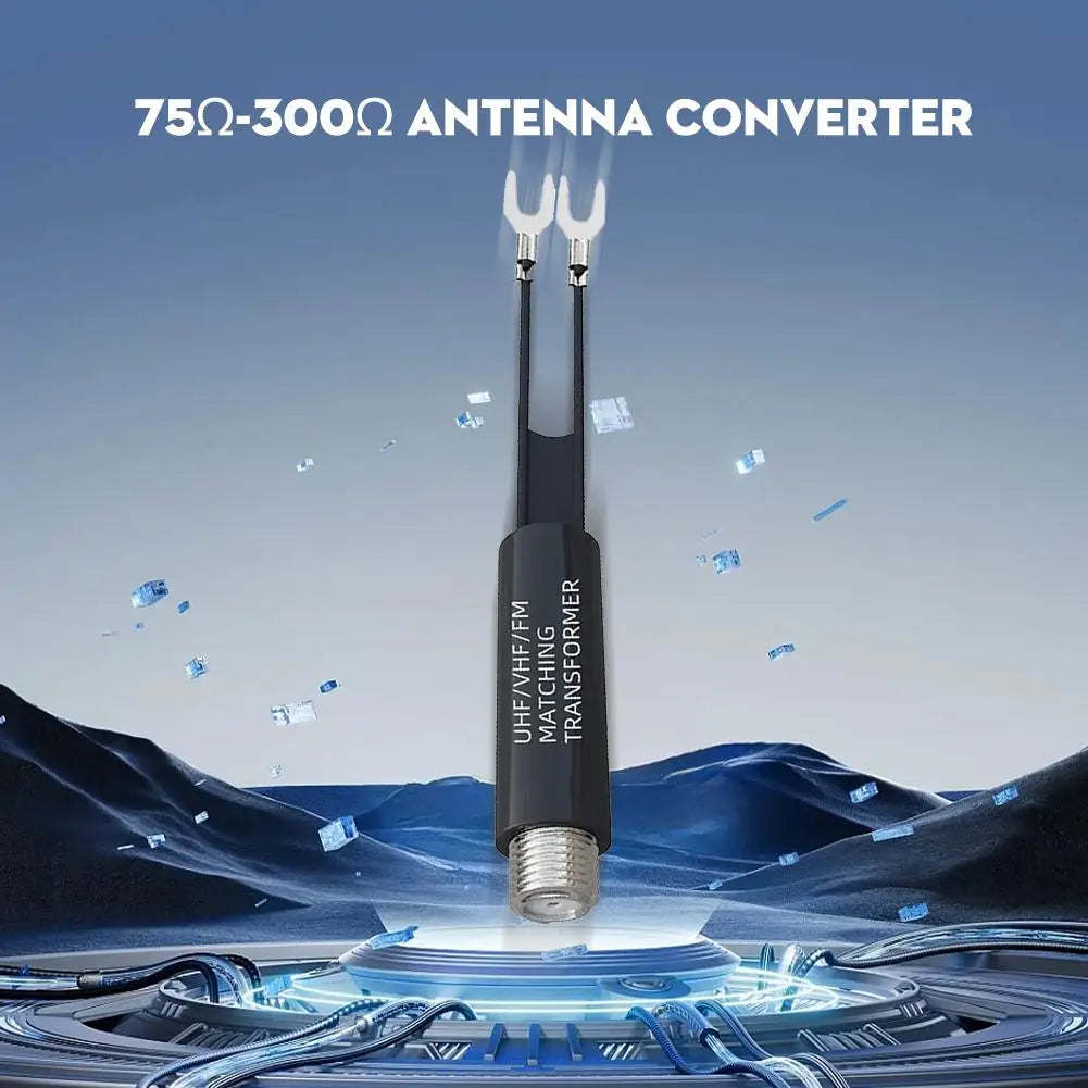 Transformer Adapter UHF/VHF/FM/TV F Cable 75-300 Ohm Balun Antenna Matching Transformer Adapter Cable Television Accessory Qme