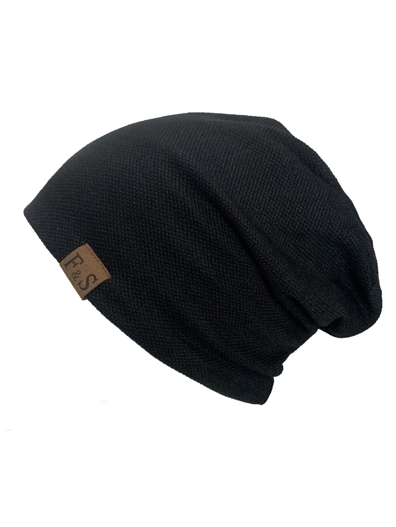 Warm Knitted Beanie Hat Men Women Fashionable Solidhip-hop Qme FS-Black