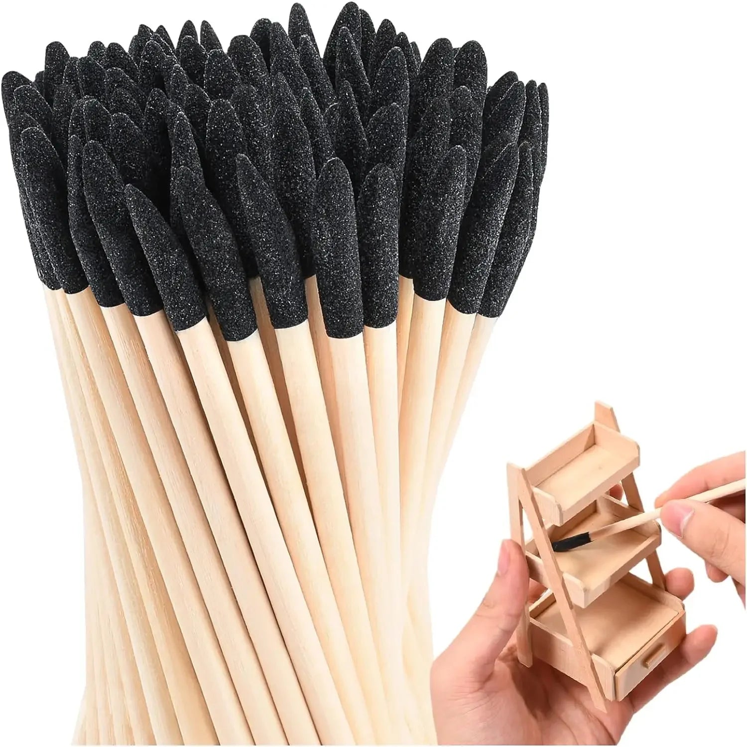 10/20/100Pcs Sanding Sticks Matchsticks Sanding Twigs Fine Detailing Sanding Sticks for Plastic Models Wood Hobby Polishing Qme