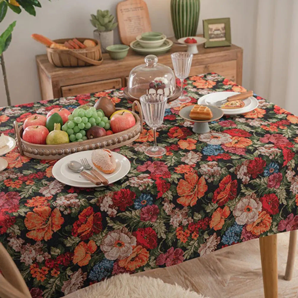 Vintage Floral Tablecloth Rustic French Embroidered Boho Tablecloths Qme