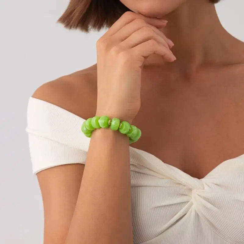 Y2K Colorful Smudging Resin Beads Chain Necklace Women Trend Collares