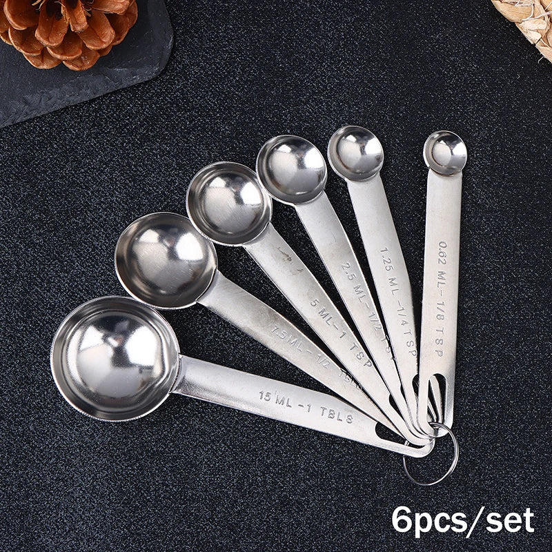 4 6 Stainless Steel Measuring Spoon Cup Scale Ruler Egg Beater Qme B