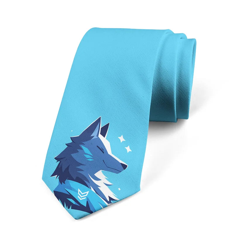 Funny Wave Head Printed Tie Adult Wide Polyester Slim Shirt Suit Qme style4