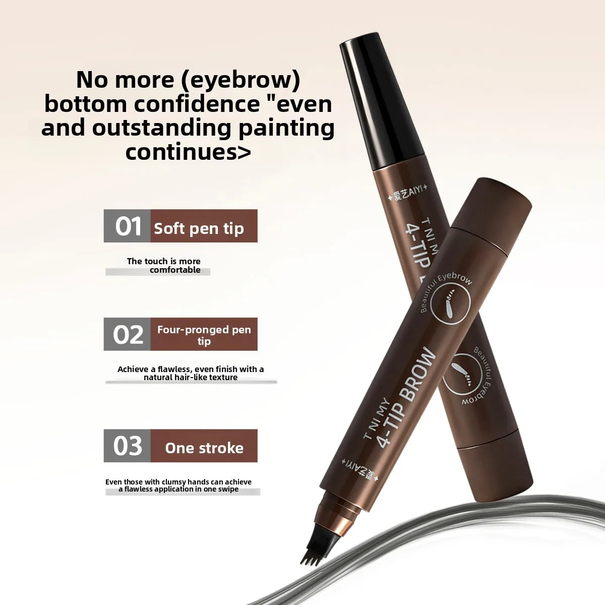 4-Tip Hair Stroke Brow Pen AIYI Waterproof Natural Microblading Long Qme