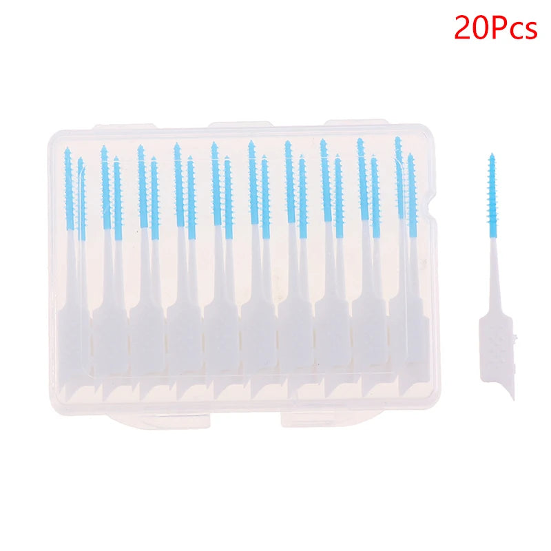 20 Between Teeth Oral Care Toothpick Interdental Brush Cleaning Qme Blue 20Pcs