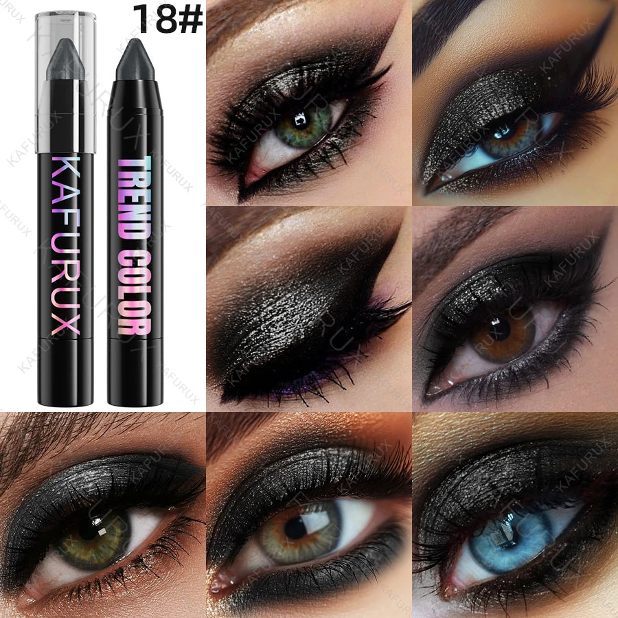 Metallic Glitter Eyeshadow Pencil Waterproof Pearlescent Nude Eye Qme 18