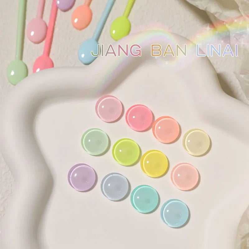 12 Colors Candy Macaron Gel Nail Polish Set, High Saturation Pastel Jelly Gel Polish, Soak Off UV LED Nail Art Manicure Set 15ml Qme