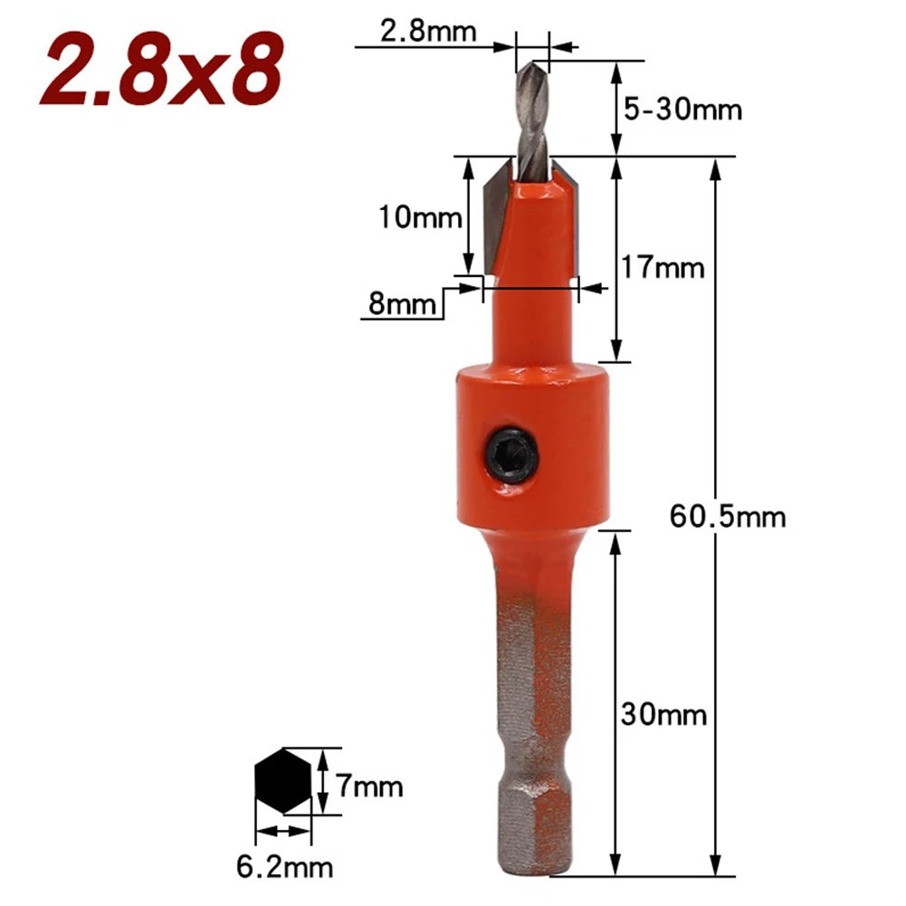 1 4 Woodworking Hex Shank Drills Bit Countersink Router Wood Drilling Qme A