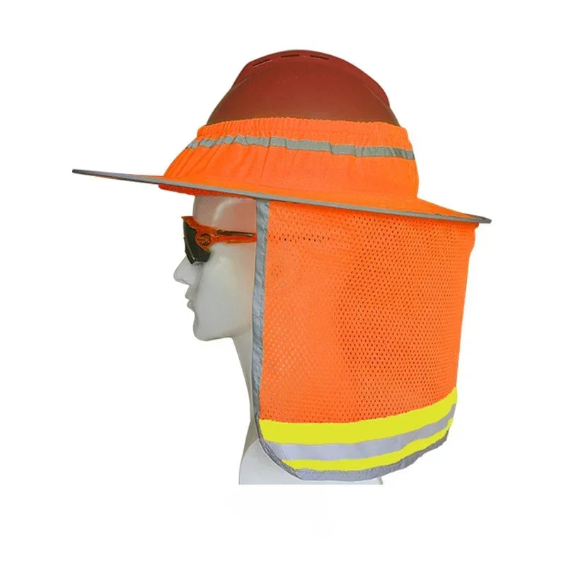 Reflective Stripe, Summer Sun Shade, Safety Hard Hat Neck Shield, Reflective Cap Cover for Construction Workers Qme Fluorescent orange No safety helmet