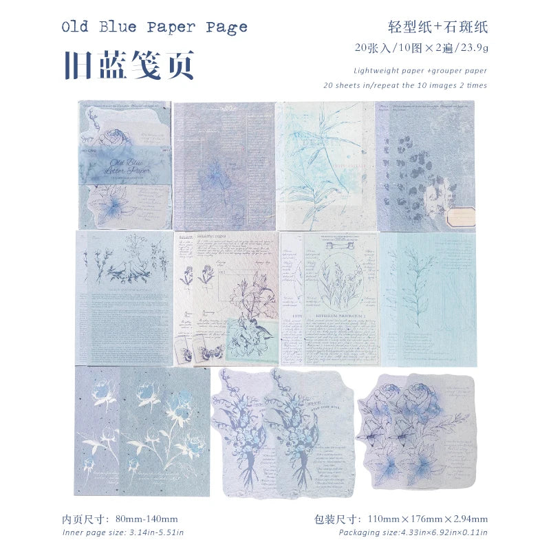 TIANZI 20/120 Pcs Vintage Aesthetic Scrapbooking Paper Diary Album Junk Journal Supplies Handmade Planner Material for Crafting Qme E-20 Pcs