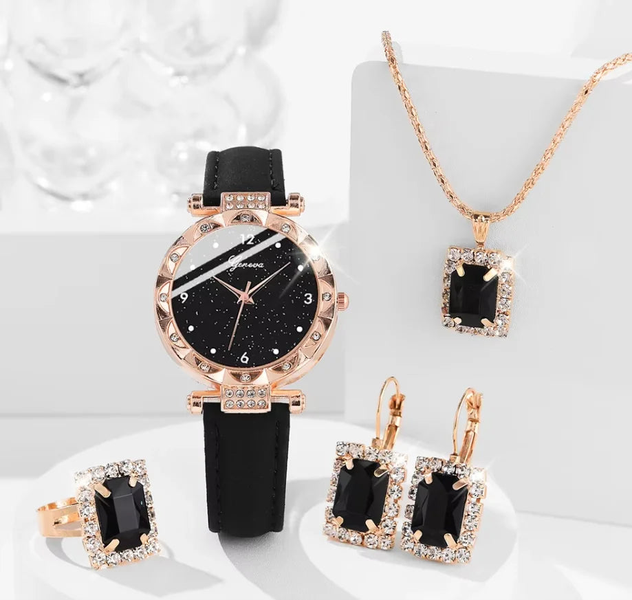 Womens Watches 5Pcs Set Luxury Rhinestone Women Fashion Elegant Wristwatch Quartz Watch For Girl WristWatch Bracelet Gift Qme Other