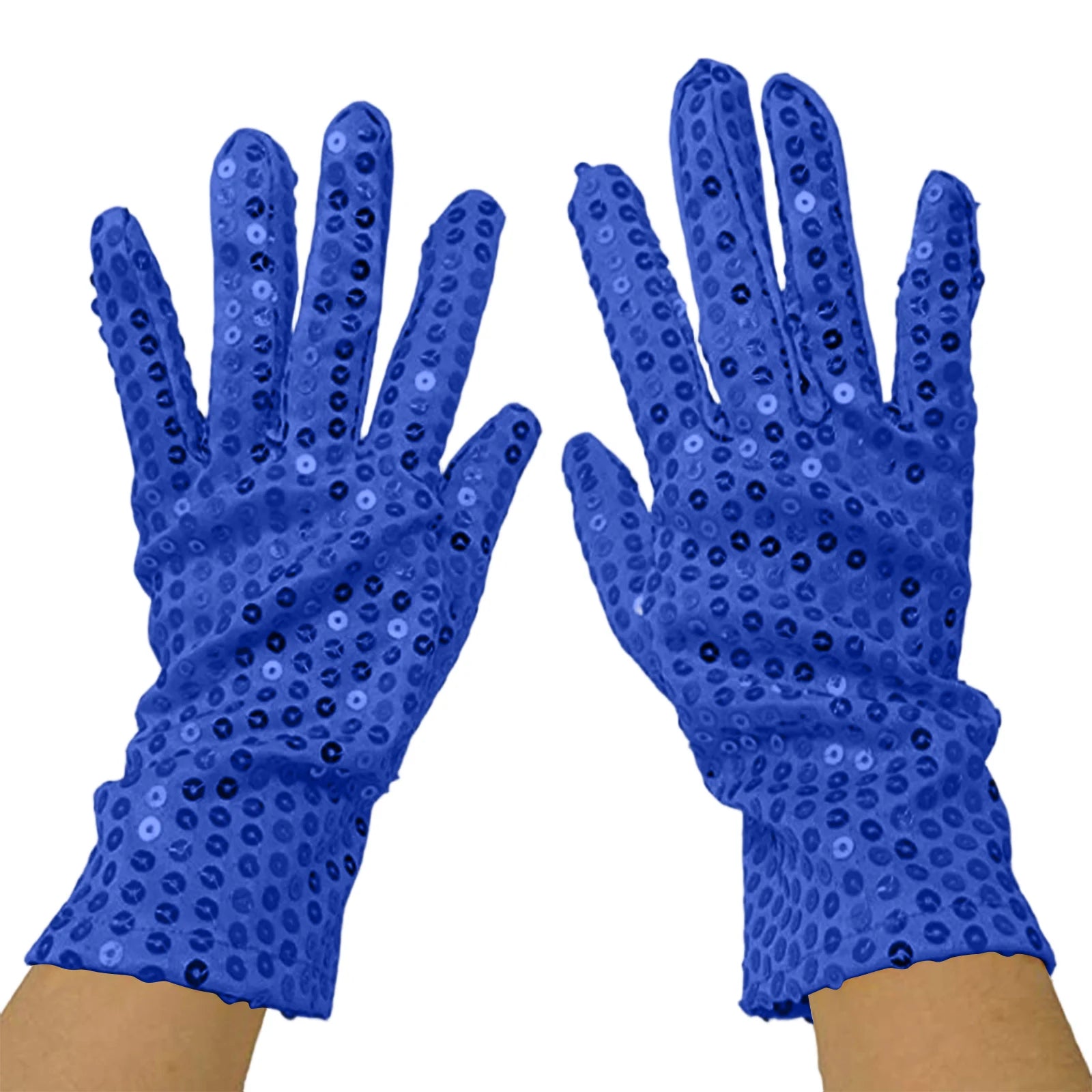 Unisex Creative Sequin Dance Performance Gloves Adult Carnival Clothing Party Accessories Fashionable Stage Decorative Props Qme Royal Blue