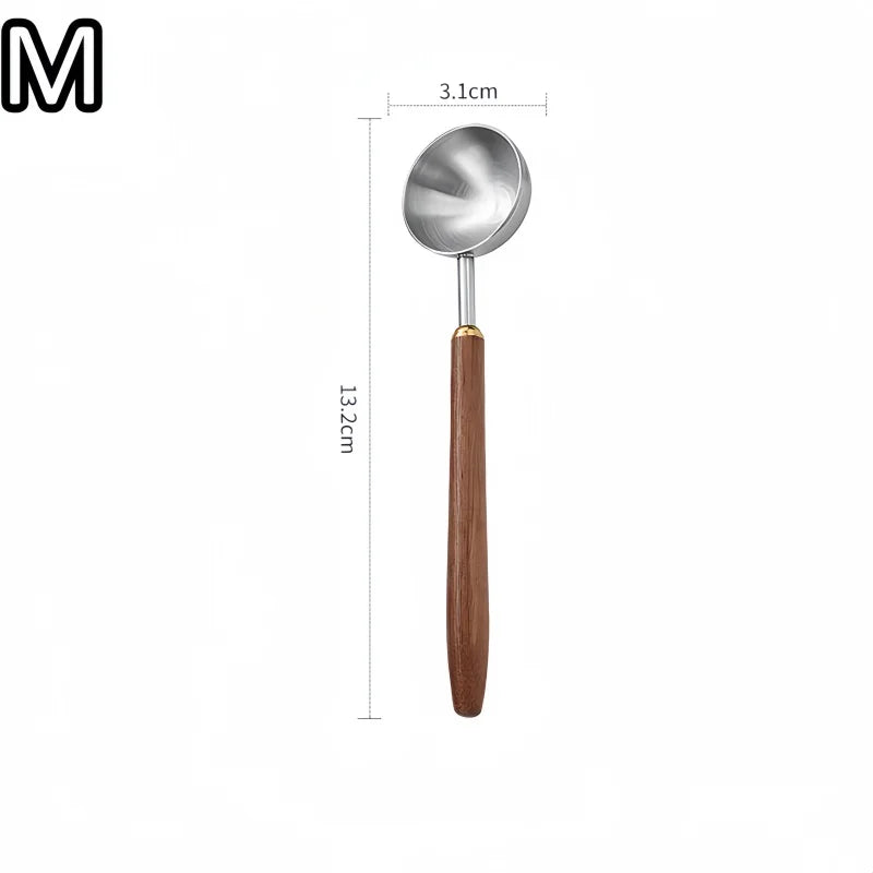 Walnut Coffee Spoon Stainless Steel Long Handle Measuring Kitchen Qme M