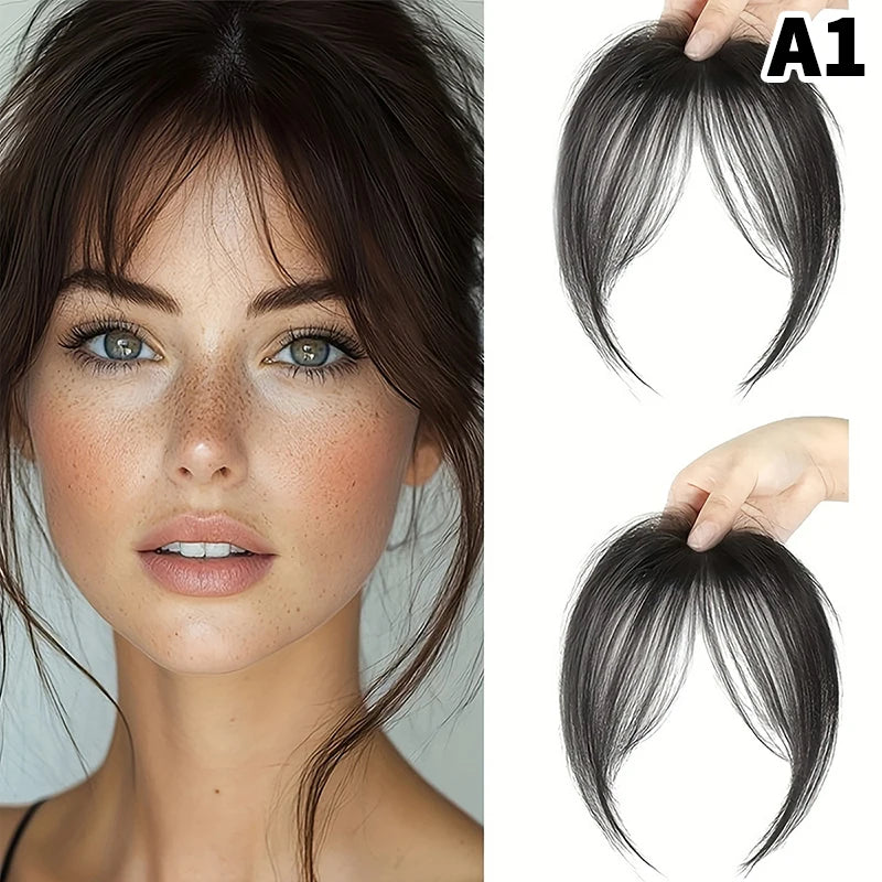 Natural Hair Wig Bangs Synthetic Fluffy Extensions Clip-on Hairpieces Qme A1