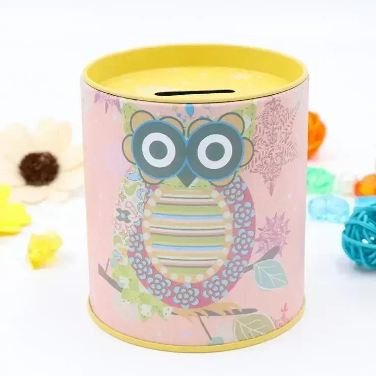 Metal Piggy Bank Coin Box Jewelry Storage Mini Tin Cute Organizer Qme Pink