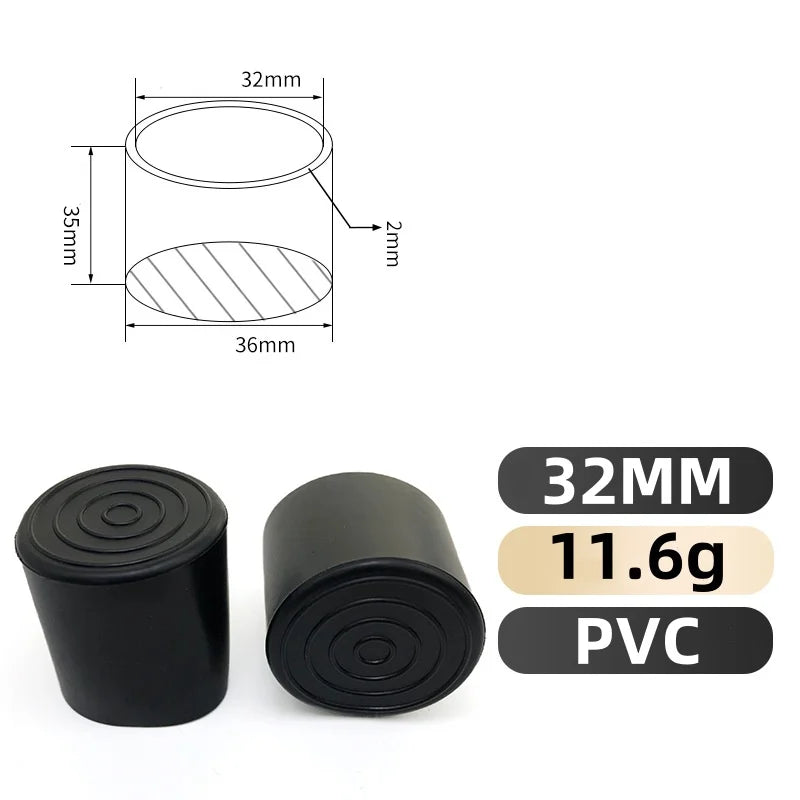 8-32PCS PVC Soft Rubber Round Tube Stainless Steel Cap Anti Slip Wear Resistant Silent Table Chair Floor Protective Rubber Cover Qme 32MM 8PCS
