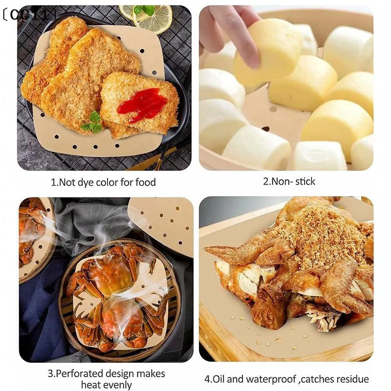 Square Air Fryer Paper Disposable Parchment Liners Non-stick Steamer Qme