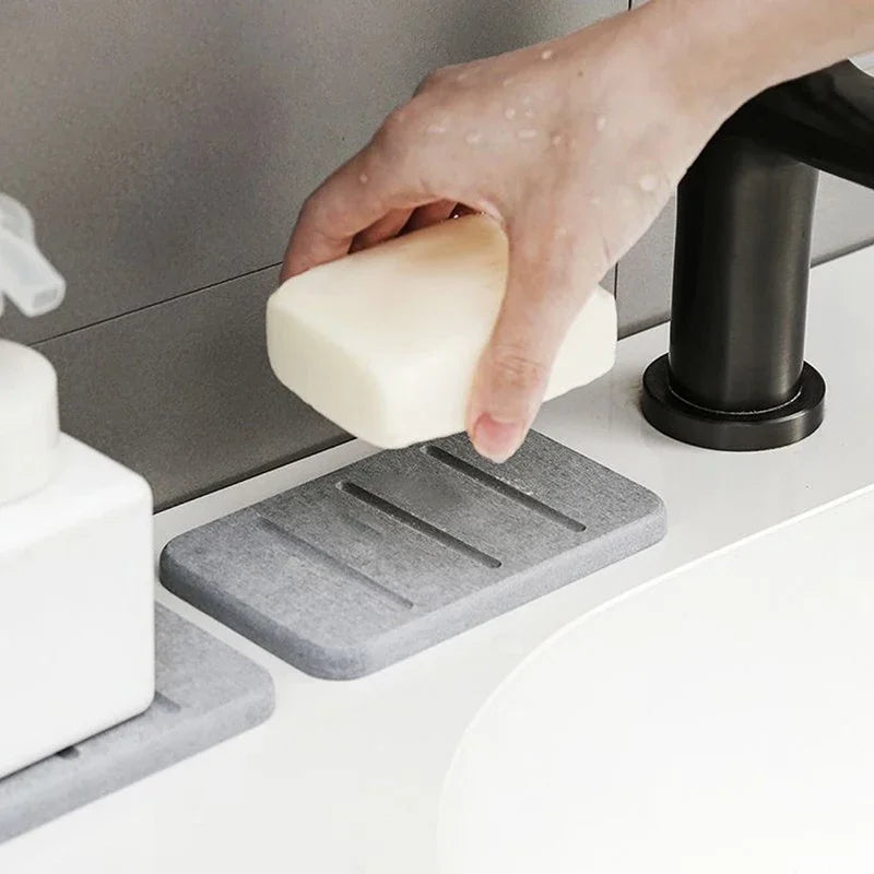 Diatom Mud Soap Dish Quick-Dry Pad Bathroom Countertop Soap Toiletries Absorbent Mat Rectangular Soap Holder Bathroom Supplies Qme