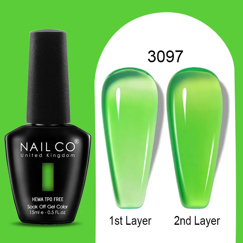 Nailco Jelly Gel Nail Polish Transparent Varnishes 44 Colors Red Pink