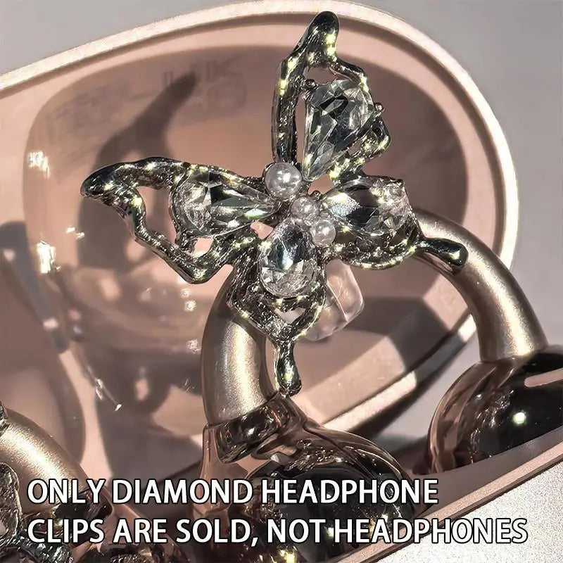 Ear Clip Earrings Butterfly Beaded Shining Decorations Earphone Easy Qme Silver 1pc