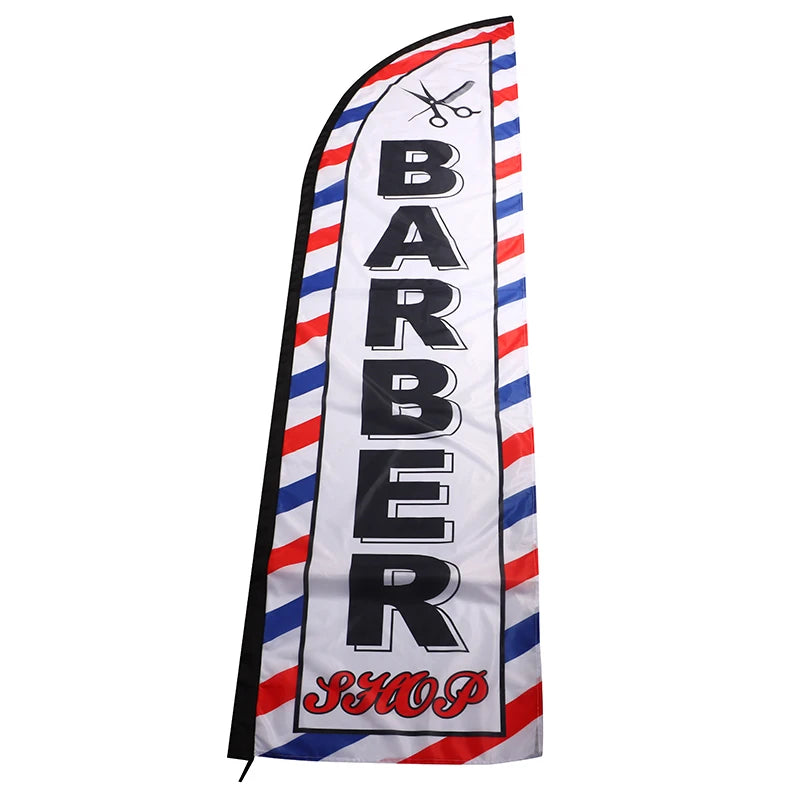 Barber Shop Feather Flag Single-side Banner Black Sleeve Decorative Qme
