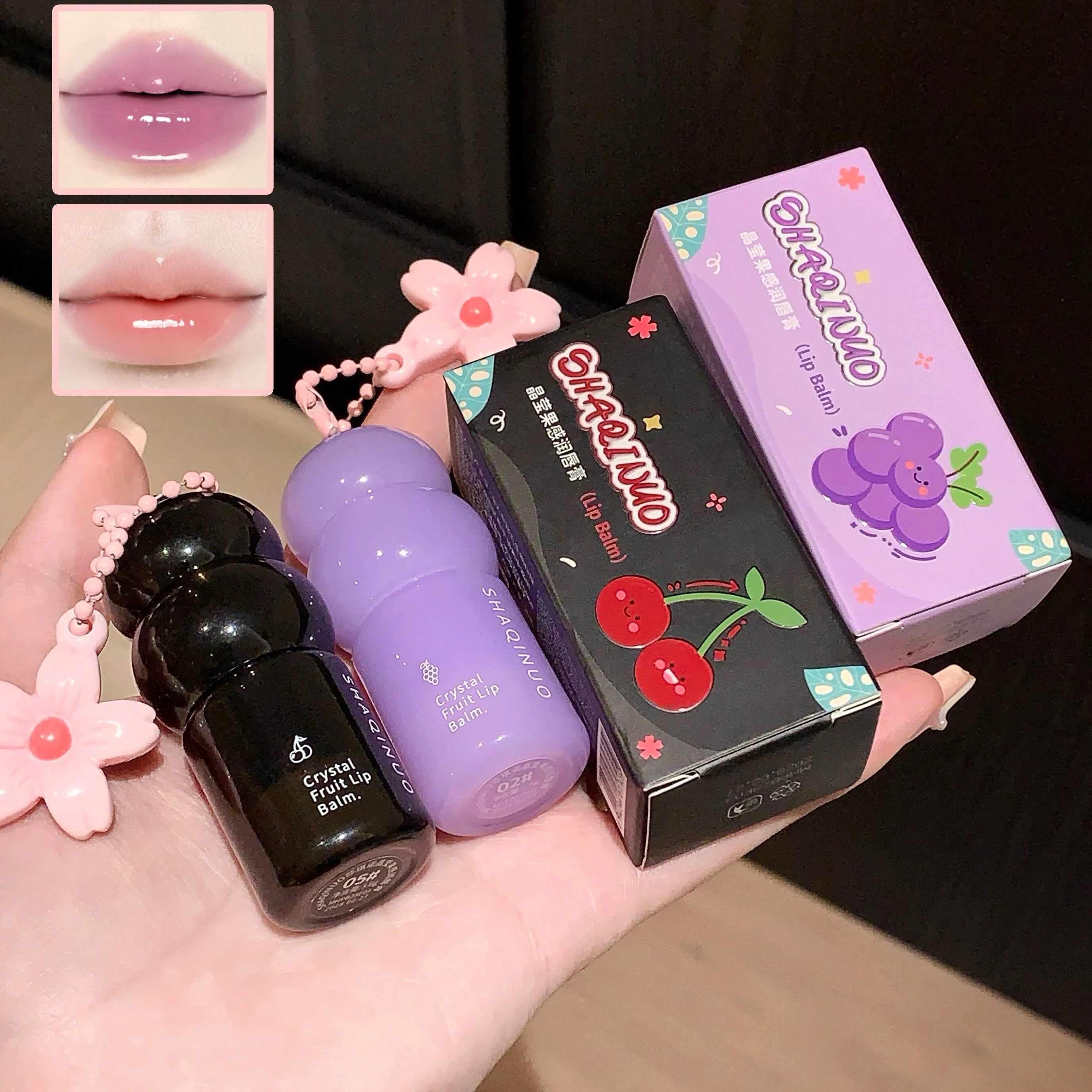 Hydrating Fruit Lip Balm Pendant Tinted Moisturizing Care Fall Winter Qme