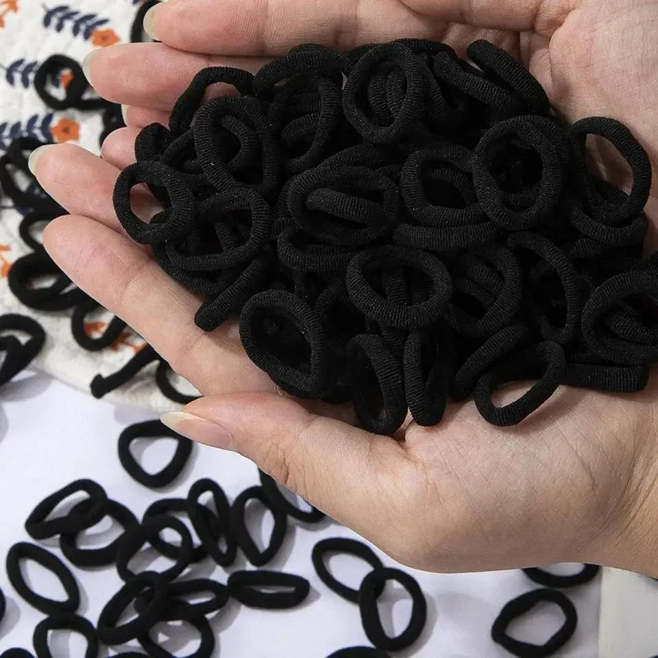 100pcs Colorful Nylon Elastic Hair Bands | Mixed Colors, Polyester Hair Ties for Ponytails, Small Hair Accessories, Qme
