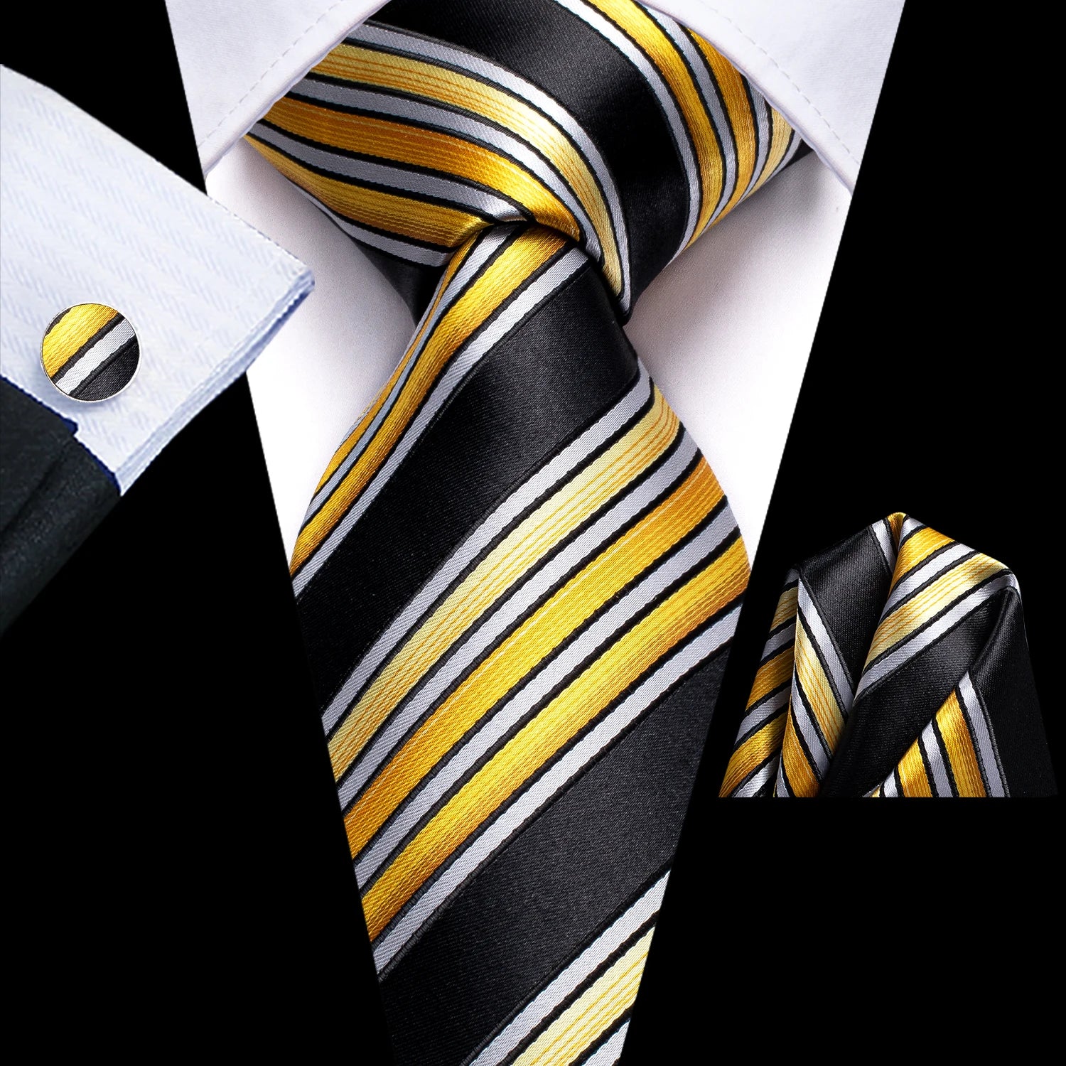 Business Black Solid Paisley Men's Tie Neck Strip Ties Men Formal Qme