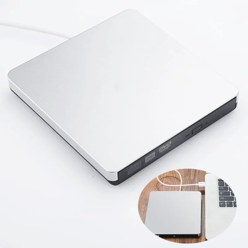 USB3.0 Mobile Optical Drive DVD Burner External Notebook Desktop Optical Drive Silver White, Black Optical Drive Qme