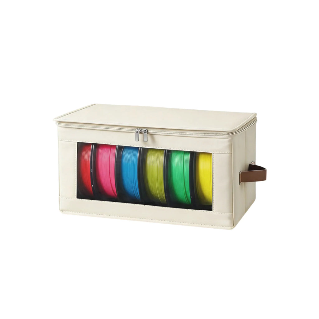 600D Oxford Fabric 3D Printer Filament Storage Box Dustproof & Moisture-Proof Holds 6 Spools of Long Filament Qme Beige
