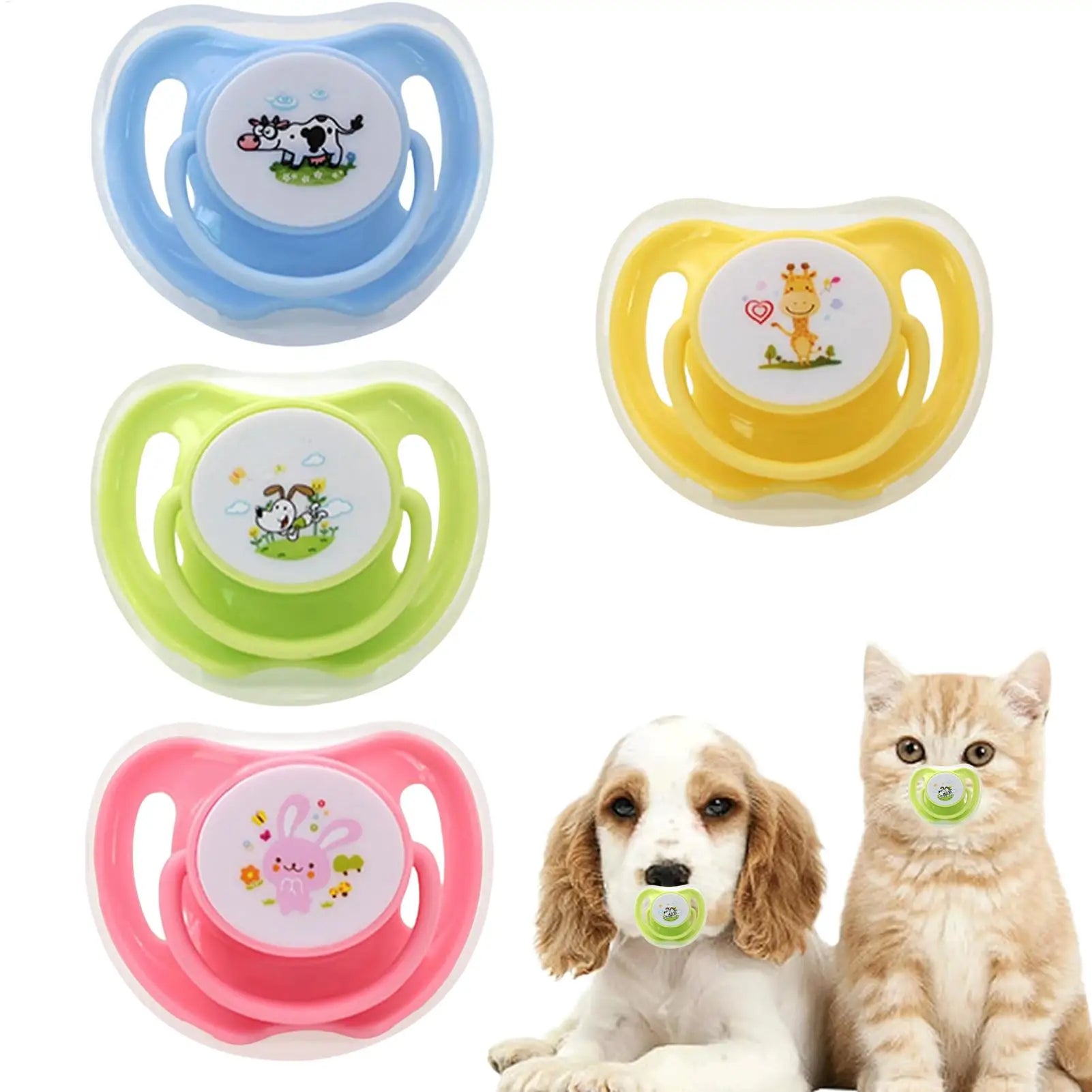 Cat Pacifiers For Kittens Pet Suckling Puppy Pacifiers 4 Pieces Butterfly-Shaped Silicone Toy With Dust Cover For Pet Animals Qme