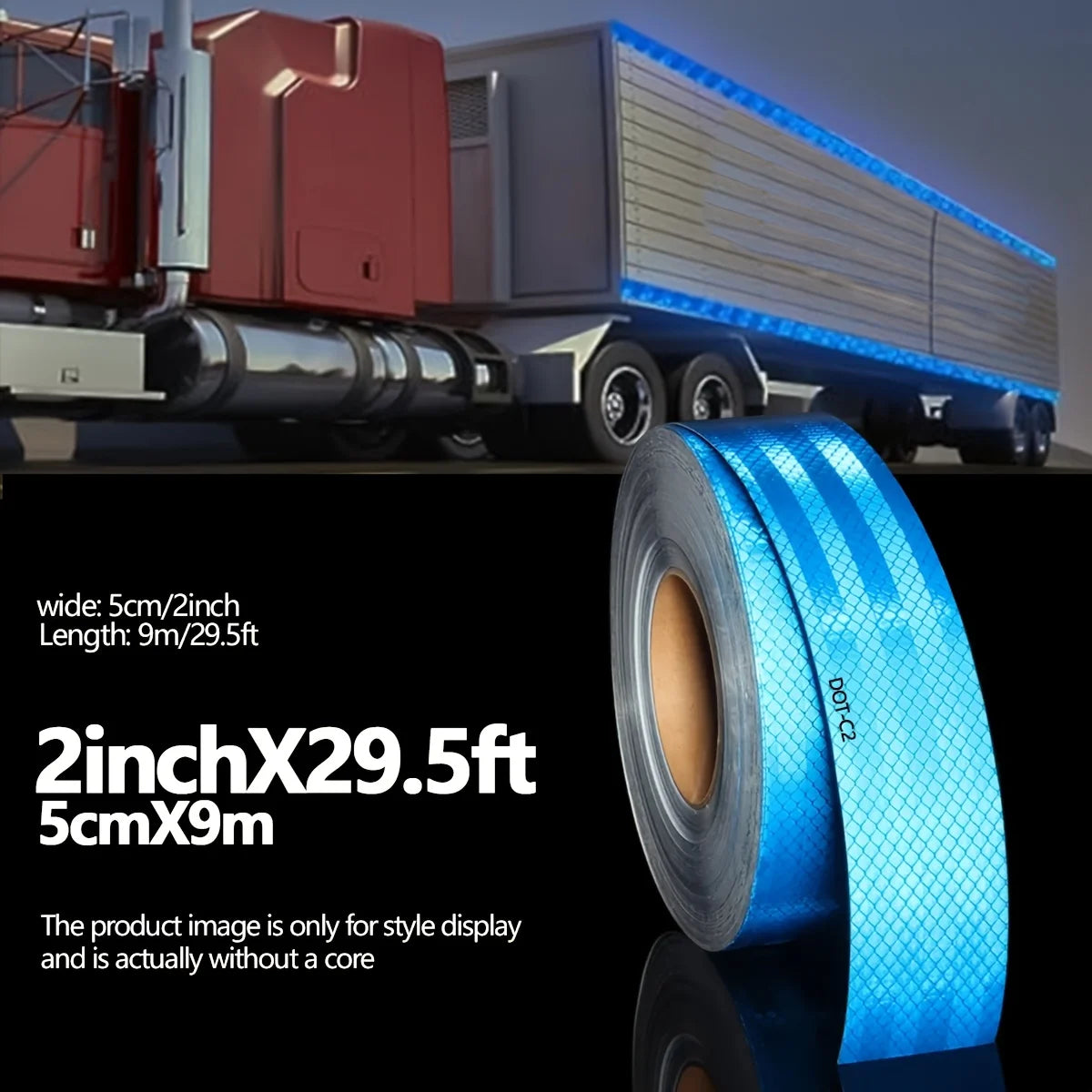 European Standard DOT blue reflective tape, warning safety stickers, floor installation, waterproof, adhesive, for truck, road Qme Length 9m 5cm