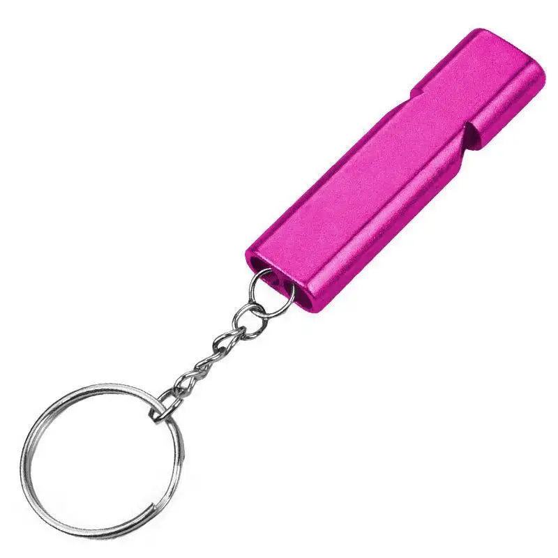 Dual Frequency Survival Whistle Flat Metal Outdoor Hiking Climbing Qme Rose red