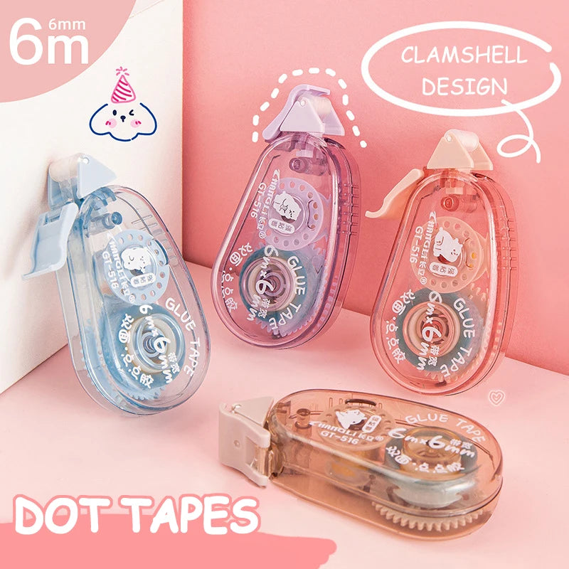 6m*6mm Dot Glue Tape DIY Scrapbooking Creative Stationery School Supplies Transparent Double Sided Adhesive Roller Tape Qme
