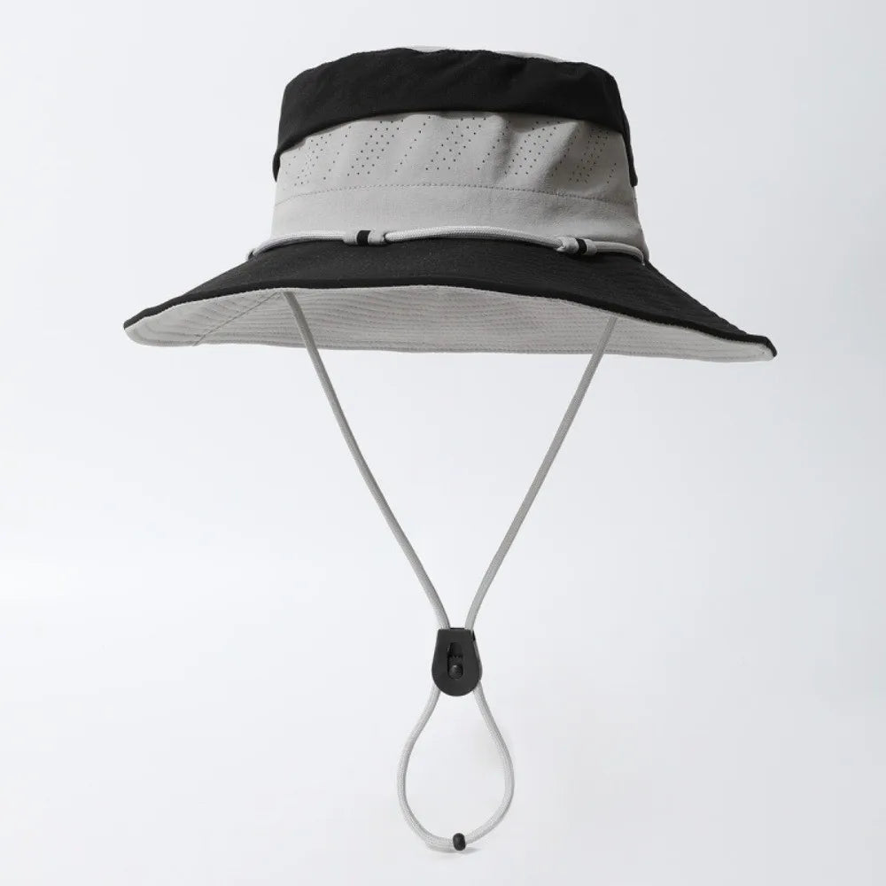 Sweet Color Blocking Sun Protection Bucket Hat Adjustable Visor Sunscreen Fisherman Hat Quick Drying Korean Style Sun Hat Hiking Qme