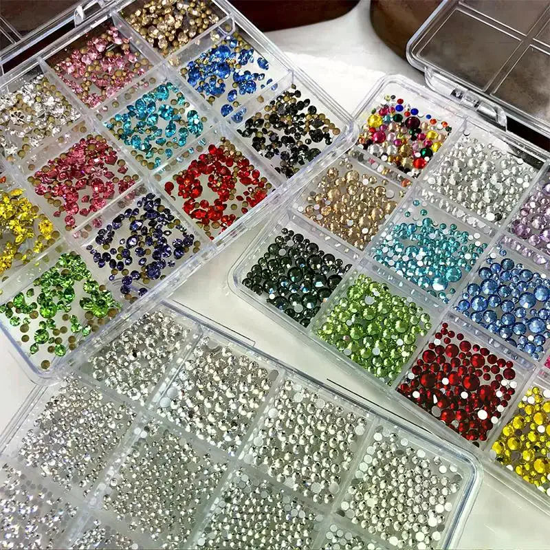 12 Grid Nail Flat Back Beads Box Art Design Home Decoration Qme