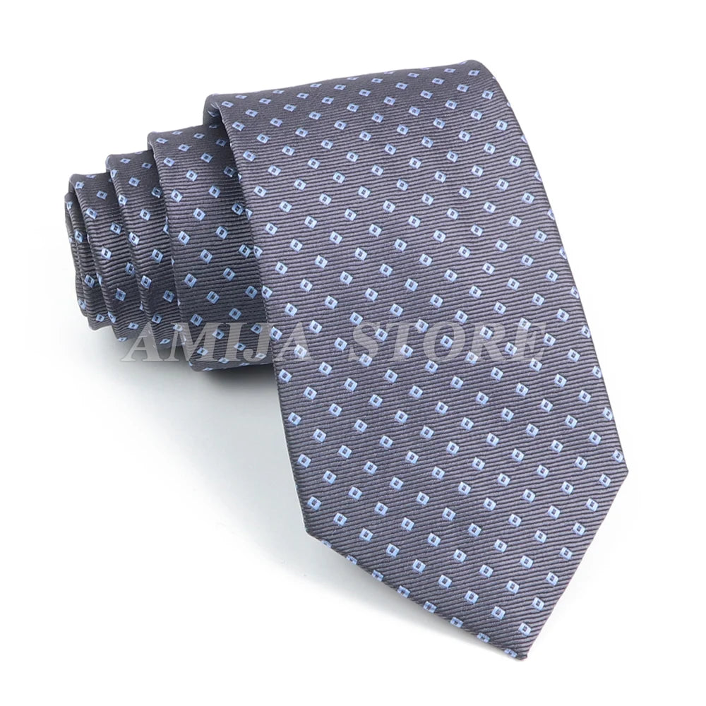Tie Men Gravatas Wholesale Fashion Woven Luxury Necktie Dark Grey Dot Qme 11 China Mainland